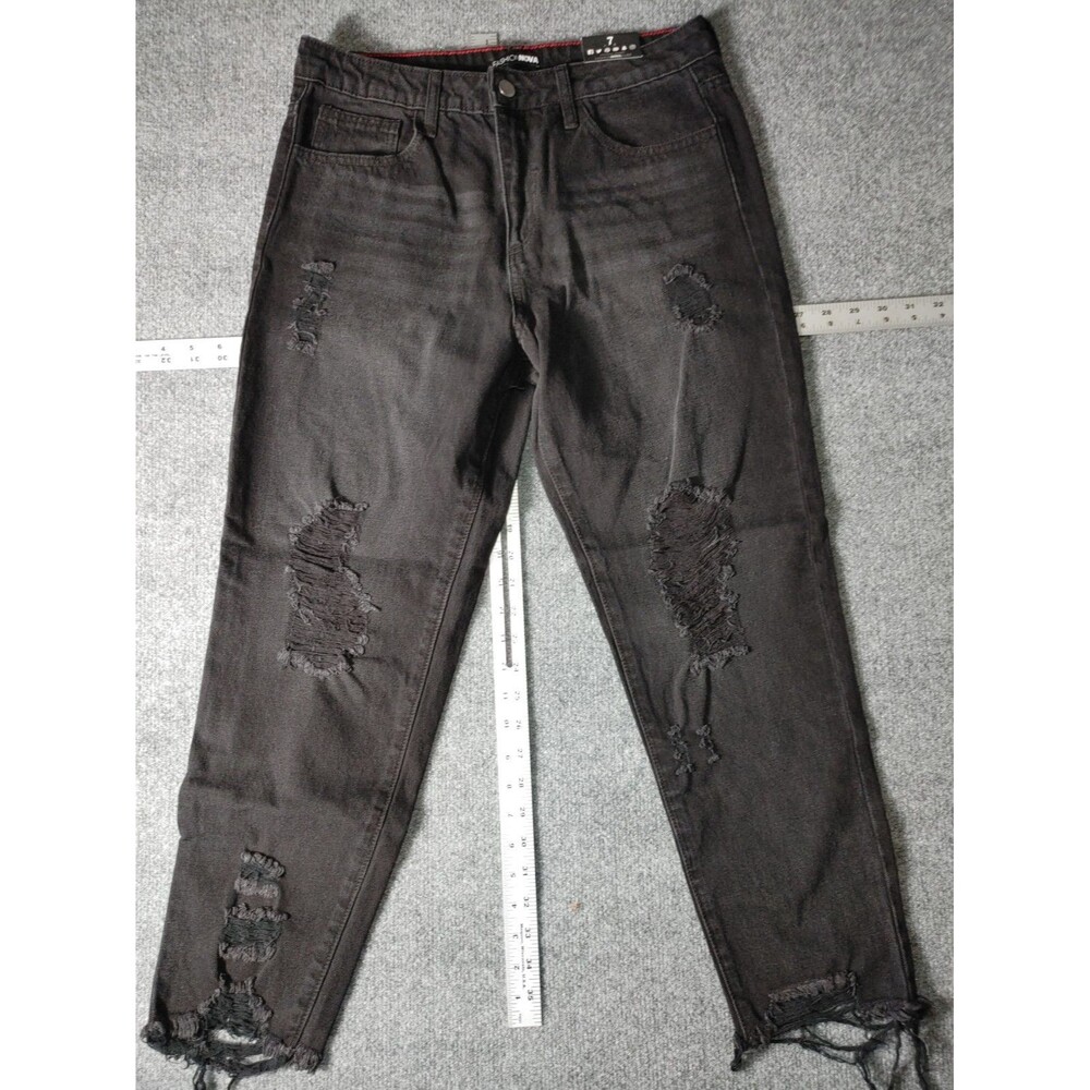 Fashion Nova Skinny Jeans  Black Womens Size 7 Stretch Comfort Distressed Crop
